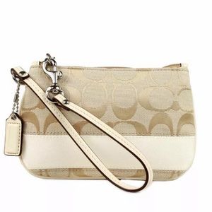 Coach Wristlet Khaki Canvas